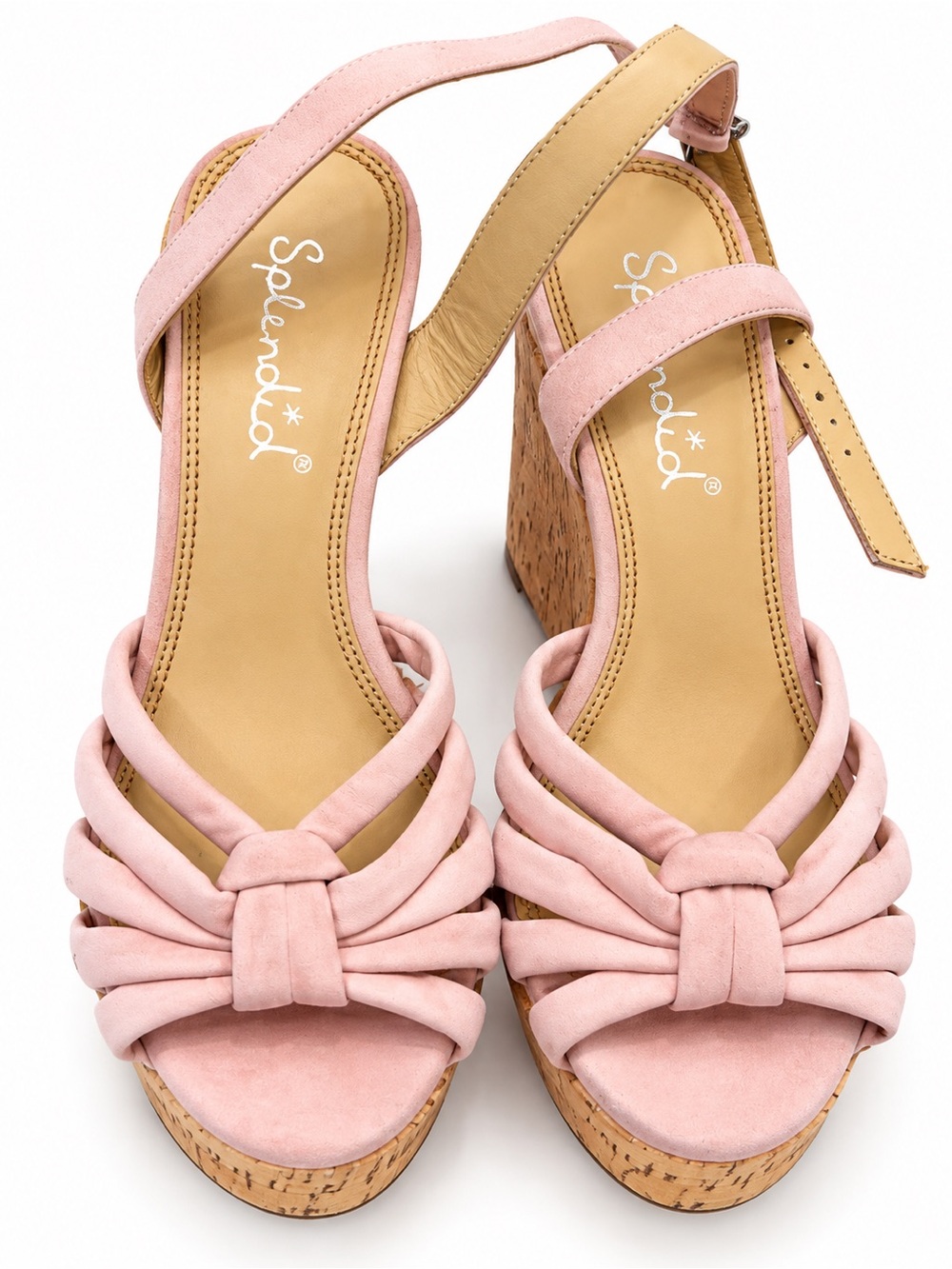 Splendid Blush Pink Cork Wedge Sandals Romantic Coquette Boho Size 8.5